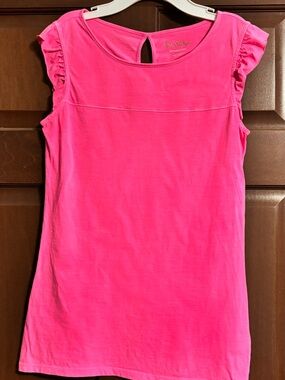 Lilly Pulitzer ruffle cap sleeve top size small hot pink